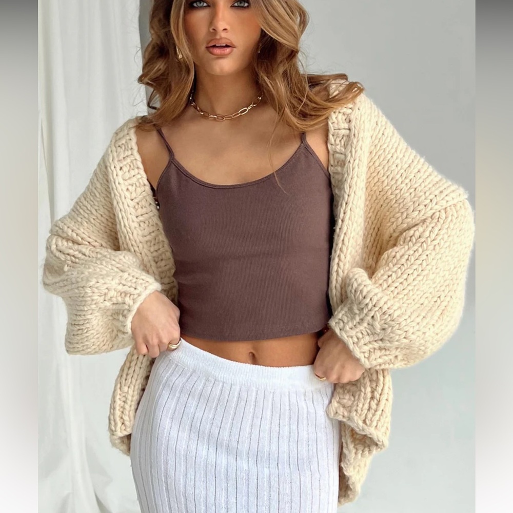 Princess Polly LESTER KNIT CARDIGAN CREAM